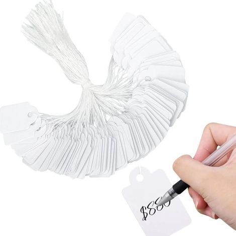 Irovami Étiquettes prix vierges 500 – Avec ficelle, polyvalentes – Idéal pour soldes, vêtements, clés (1/5)