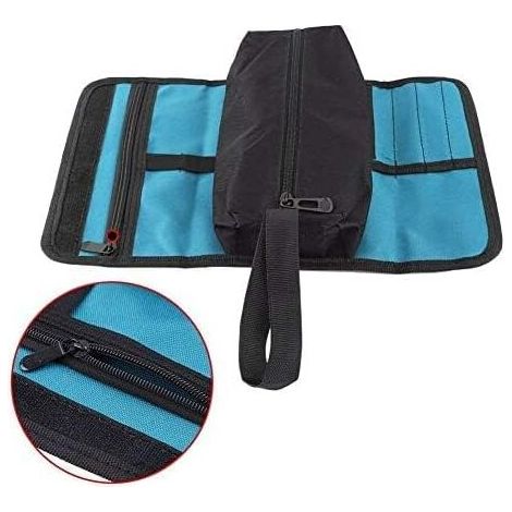 Werkzeugtasche, kleine, zusammenrollbare Werkzeugtasche, Werkzeugtasche aus Segeltuch, Aufbewahrungstasche mit Reißverschluss und Schnalle für Elektriker, Klempner, Mechaniker