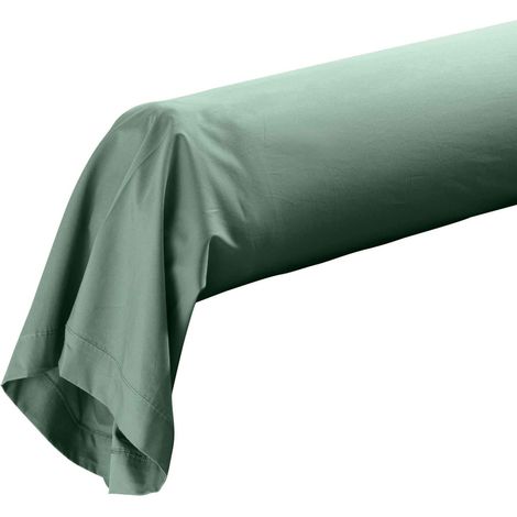 Taie de traversin percale de coton ORIGINE Vert tilleul 85x185 cm