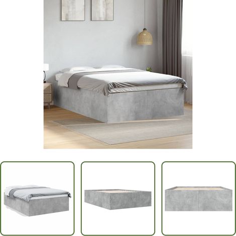 Betongrau Bett - Bettgestell Betongrau 120x190 cm Holzwerkstoff (1/5)