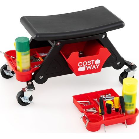 Rollhocker für Mechaniker, Schwerlastausführung, Tragkraft 135 kg, Schwarz