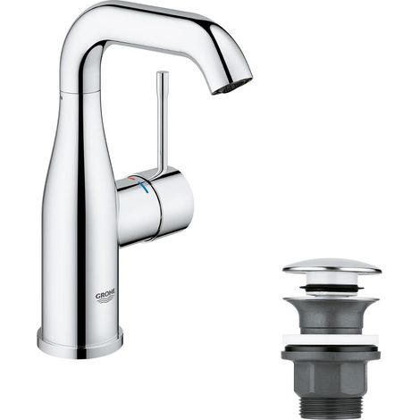 Robinet lavabo de salle de bains, Taille M, Mitigeur monocommande (Sans tirette de vidage, vidage clic clac inclus, installation rapide), Chrome, 23798001 (1/5)
