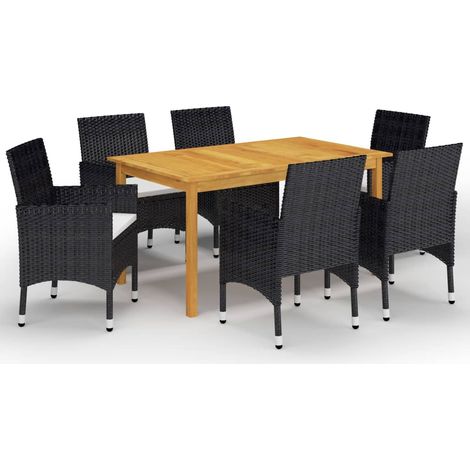 7-tlg. Garten-Essgruppe Schwarz