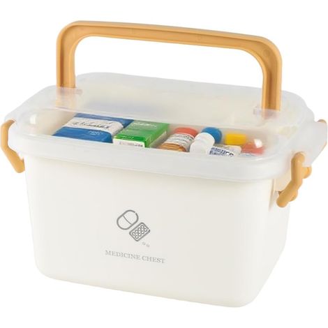 Boite a Pharmacie Plastique, Boite Medicament Jaune 23 cm Maison (1/5)