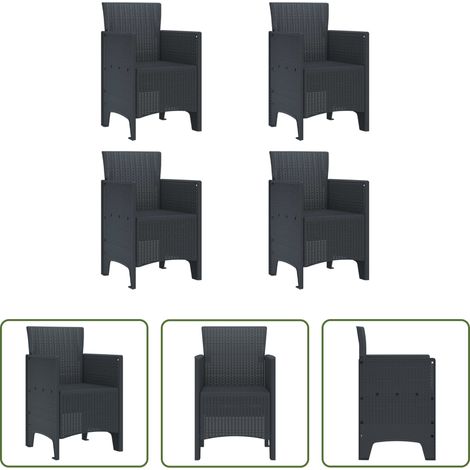 Chaise de terrasse - Chaise de jardin 4 pcs Anthracite 53 x 49 x 85 cm Polypropylène (1/5)