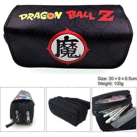 Trousse à crayons Qian Anime Dragon Ball, grande capacité, fermeture éclair, double compartiment, pour écoliers et jeunes filles, en toile, style boîte à papeterie 10 (1/5)