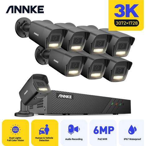 ANNKE 5MP Kit de Videosurveillance Extérieure POE 8CH NVR avec 8 Caméras Vision Nocturne Couleur,Intempéries IP67 avec Audio Détection de Movement Système de Caméra de Sécurité (1/5)