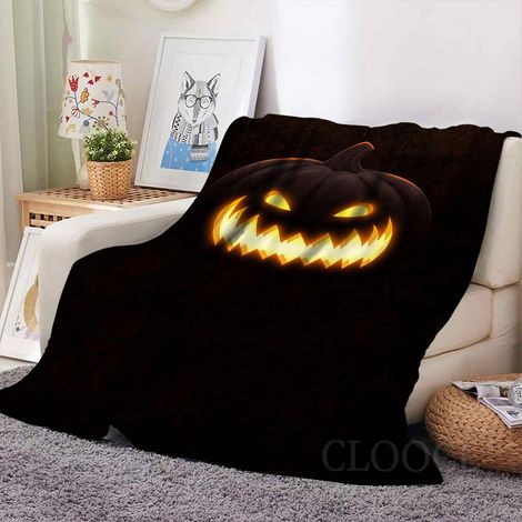 Couverture d'Halloween - Couverture en flanelle à motif 3D citrouille et fantôme - 127 x 152 cm - Idéale pour canapé, lit ou salon - Style 4 (1/3)