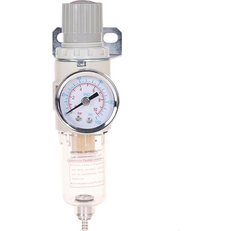 Combiné régulateur/filtre à air 1/4" NPT, filtre avec séparateur d'eau pour compresseur d'outils pneumatiques manomètre Séparateur D'eau À Air Comprimé - (1/5)