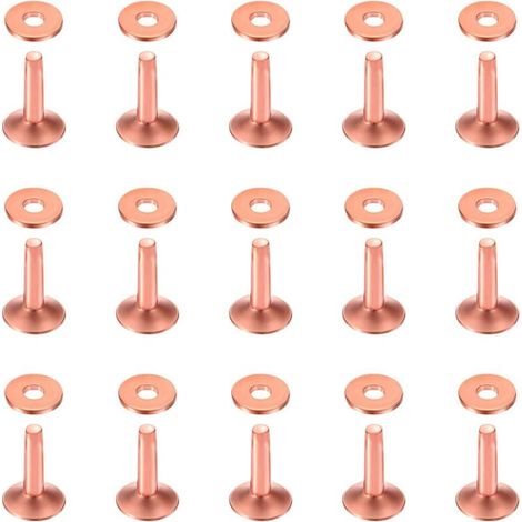 Packung mit 50 Kupfernieten und -dornen, 10 × 3,3 × 12 mm, für Gürtel, Geldbörsen, Halsketten, Lederwaren und Bastelbedarf.