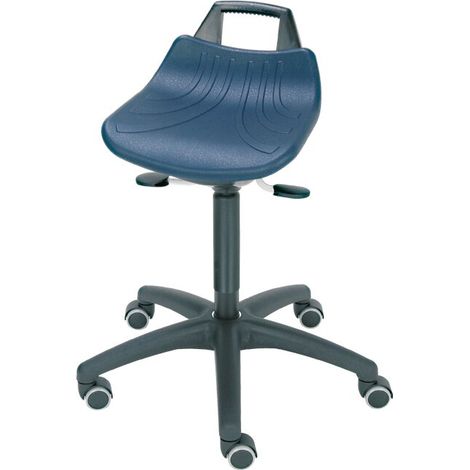 Stehhilfe mit Bodengleitern, Sitzhöhe 490 - 680 mm, Sitzfläche: PU blau