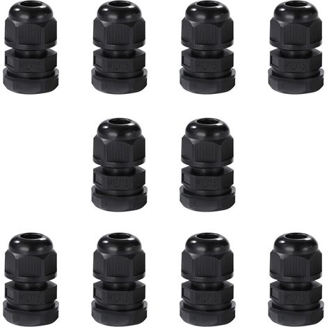 Lot de 10 Presse-étoupes M12 étanche IP68 Connecteurs de Câble Étanches en Nylon avec écrou de Blocage et Rondelle pour Câble de 3mm à 6,5mm. (M12) (1/5)