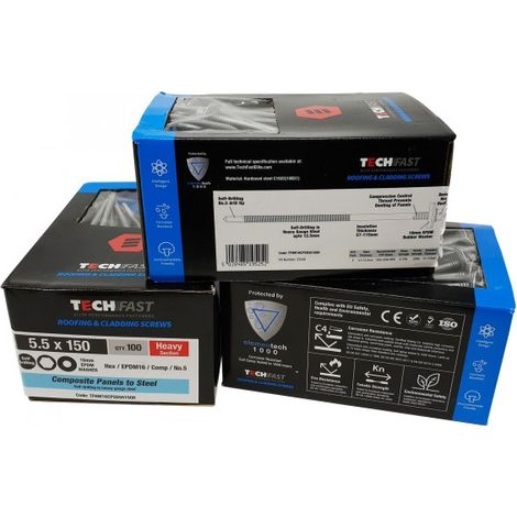 ForgeFix TechFast Composite Panels to Steel Hex Screw No.5 Tip 5.5 x 85mm Box 100 FORTFHW5585H