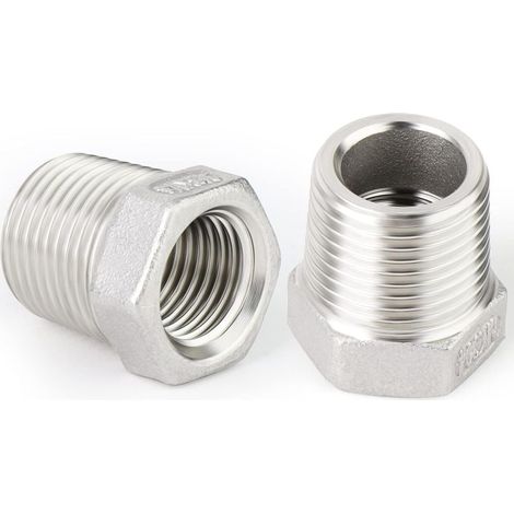 2 Stück 1/2"-Außengewinde auf 1/4"-Innengewinde BSP-Schlauchadapter, Reduzierring aus Edelstahl 304, Außengewinde x Innengewinde (1/5)