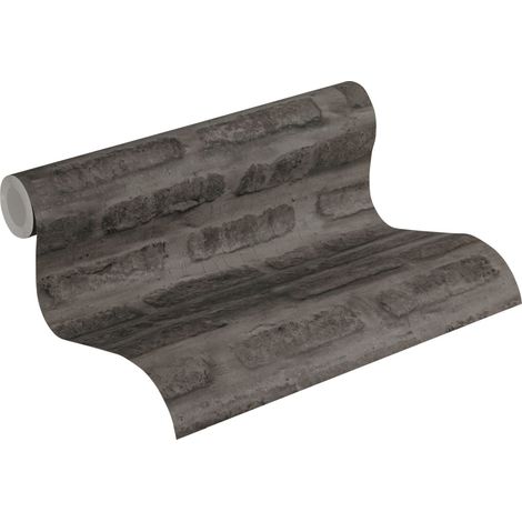 Papier peint brique anthracite effet industriel moderne idéal pour chambre et séjour, papier peint intissé effet brique (1/5)