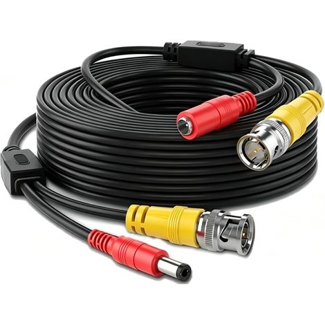Câble d'extension vidéo BNC de 20 m avec connecteur d'alimentation pour système de vidéosurveillance domestique (1/5)