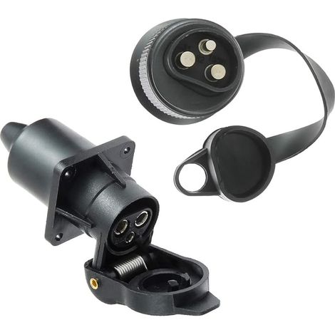 Eacal Prise Remorque 3 Broches et Fiche pour Remorque 12V, Prise Électrique 3 Broches Femelle Connecteur Prise Attelage Remorque Male 3 Broches Étanche pour Machines Agricoles, Camions, Bateaux (1/5)