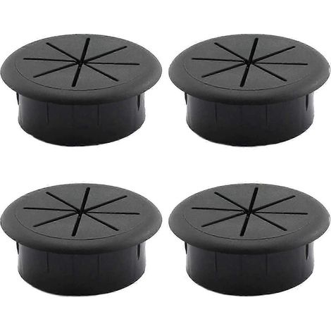 Lot de 4 cache-câbles ronds pour table ou bureau, noirs. (1/4)