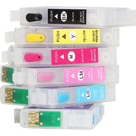 Packung mit 6 kompatiblen Permanent-Chip-Tintenpatronen, 6 Farben, für ICBK50, ICC50, ICM50, ICY50, ICLC50 und ICLM50 Tintenstrahldrucker (1/5)