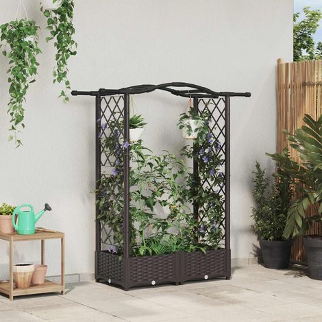 Teenpull – Hochbeet mit Rankgitter und Dach Braun 124 x 40 x 123 cm PP (1/5)
