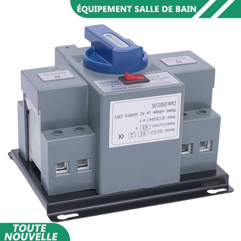 WAOBDLA AC400V 63A double puissance commutateur de changement automatique monté au mur trou M6 (1/5)