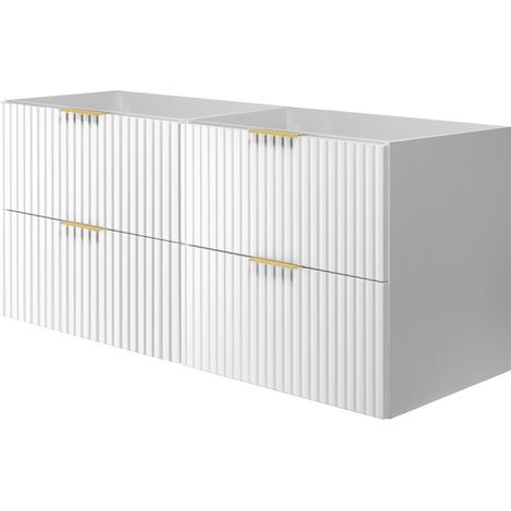 Mobile lavabo, Bianco, 120 (2 x 60) x 57 x 46 cm, maniglia oro, senza piano (1/5)