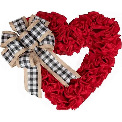 Décorations de Saint-Valentin - Couronnes pour porte d'entrée extérieure, 40 cm (15,7 pouces), décoration de Saint-Valentin en forme de cœur (1/4)