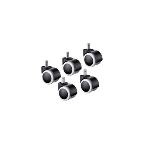 5 Stück Bürostuhlrollen, Universalrollen für Hartböden, Ersatzrollen für Bürostühle, Laminatböden, Parkett, Fliesen 11 x 22 mm – Crezuo (1/4)