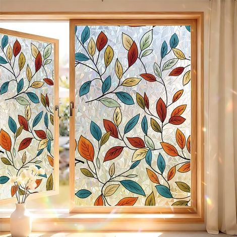 Lot de 2 films adhésifs statiques effet vitrail pour vitres, 45 x 120 cm, pour préserver votre intimité. (1/5)
