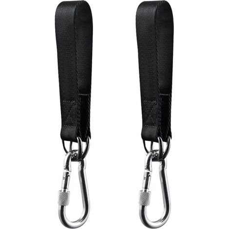 2-Piece Black Swing Hanging Kit, Garden Swing Straps, Hammock or Hanging Seat, with 2 Heavy Duty Carabiners and D-Rings