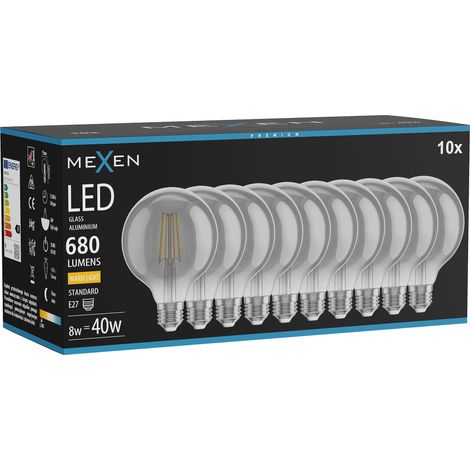 Mexen Vintis 10x Ampoule filament LED E27, G95, 8W, Chaude - 2700K, 680 lm, fumée - L157-E27-0827-70x10 (1/5)