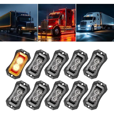10× Feux de Gabarit à LED 12V-24V, Feu de Gabarit Remorque pour Camion Bus Caravane Utilitaire Robuste (1/5)