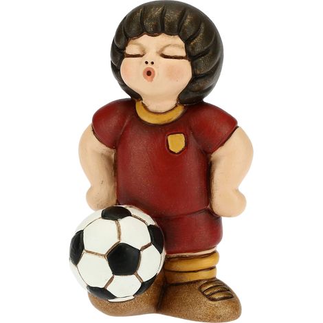 THUN - Soprammobile Bimbo Calciatore Giallo-Rosso - Accessori Cameretta e Bomboniere - Linea Bomboniera - Formato Piccolo - Ceramica - 4,5 x 4,5 x 7 h cm (1/5)
