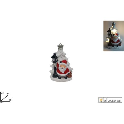 Albero Decorativo in Ceramica Babbo Natale con Luci 23 cm (1/2)