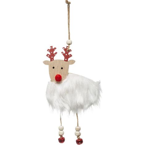 Paris Prix - Sujet De Noël Renne étoile 18cm Blanc