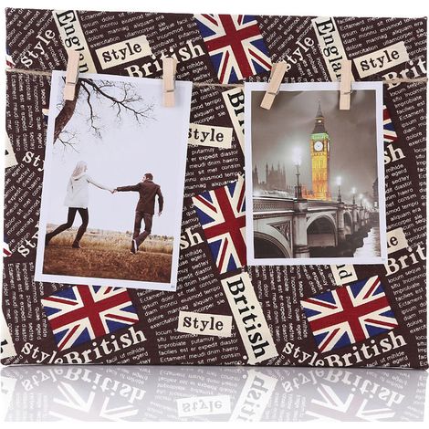 Cadre photo en bois avec 4 pinces, cadre photo en toile ou tissu (1) (1/2)