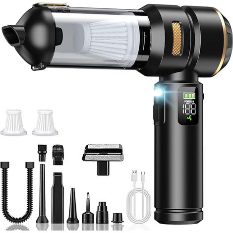 Car Vacuum Cleaner, Handheld Vacuum Cleaner, Vacuum Cleaner, LCD Display, Brushless Motor, Speeds, Car, Office, Pet Hair (1/5)