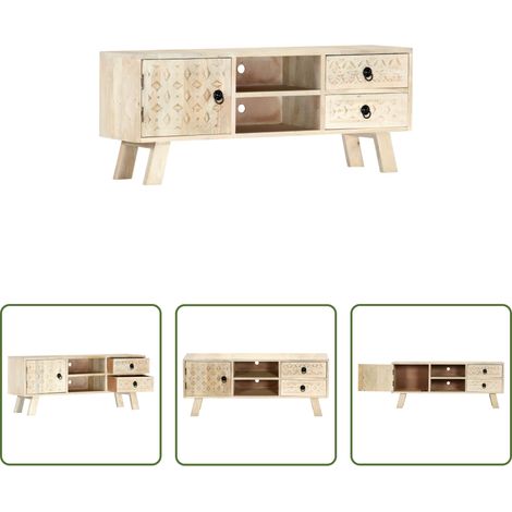 Armoire latérale -  Meuble TV 110x30x44 cm Bois massif de manguier (1/5)
