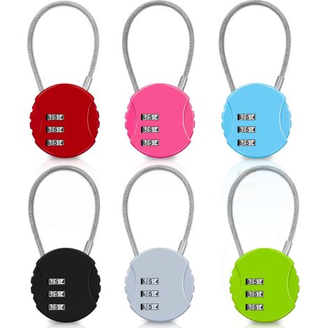 Cadenas à combinaison, 6 pièces de cadenas, serrure à bagages, 3 chiffres serrure à combinaison serrure avec code numérique pour les voyages, sacs à dos, valises de vacances (1/5)