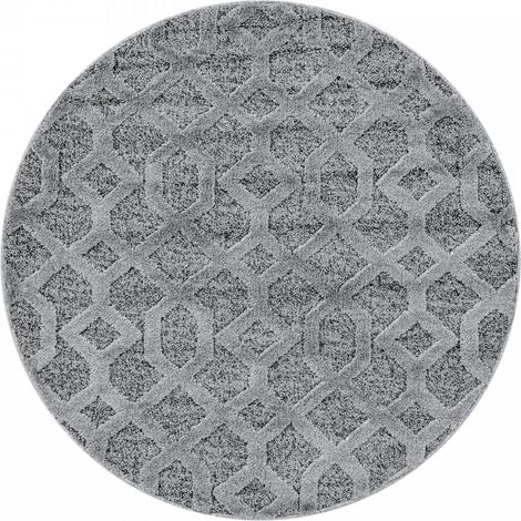 Tapis Rond en relief Berbère YASI Gris (120x120cm) (1/5)