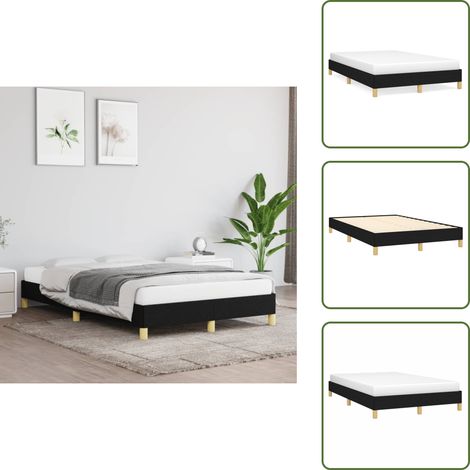 Bettgestell ohne Matratze Schwarz 120x190 cm Stoff - Bettrahmen - Doppelbett - Boxspringbetten - Lattenrost - Massivholzbette (1/5)
