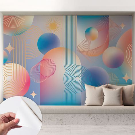 Papier peint autocollant adhésif avec imprimé motifs uniques apparence moderne Abstraction colorée 208x146 cm (1/5)