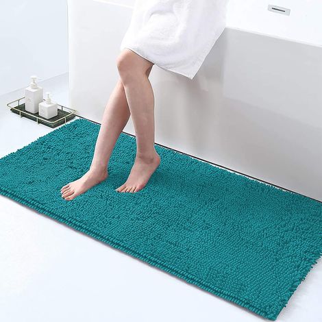 Tappeto Da Bagno Microfibra Super Soffice Lavabile In Lavatrice Antiscivolo Assorbente Lavaggio Rapido Super Morbido Bagno Doccia Camera Letto VerdeAcqua - 60x120 cm (1/5)