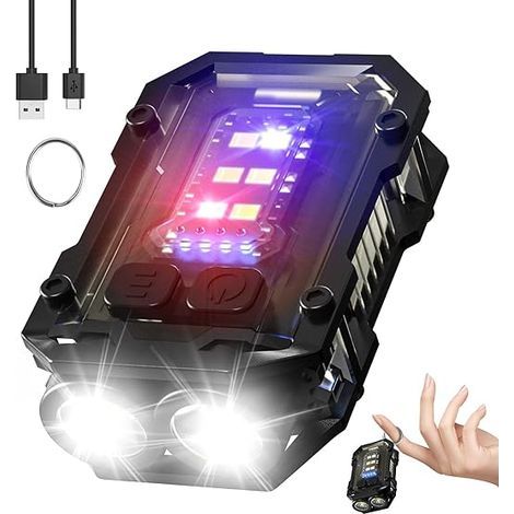 Mini lampe de poche LED puissante rechargeable USB C avec flash rouge et bleu, lampe de poche 900 lumens, lampe porte-clés multifonctionnelle, lumière porte-clés pour le camping, la rando (1/5)