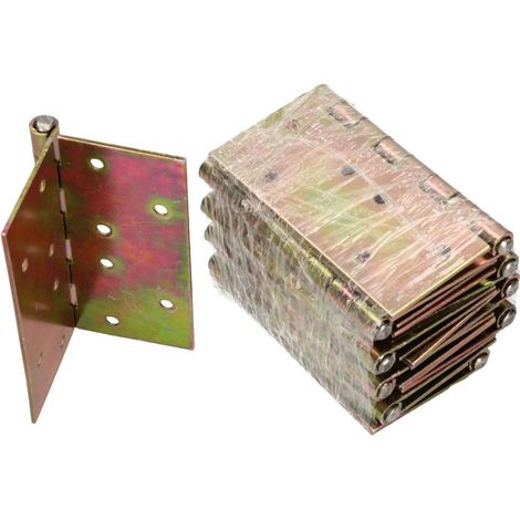 KOTARBAU Lot de 10 charnières de porte - 100 mm x 100 mm - Galvanisées - Jaune (1/5)