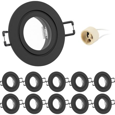 4x Spot Encastrable GU10 Aluminium, IP44 Blanc Support Spot Encastrable Cadre De Montage Avec Douille GU10, Rond Spot de Plafond 68mm imperméable extra plat Pour LED Salle de bain, 230V (1/5)