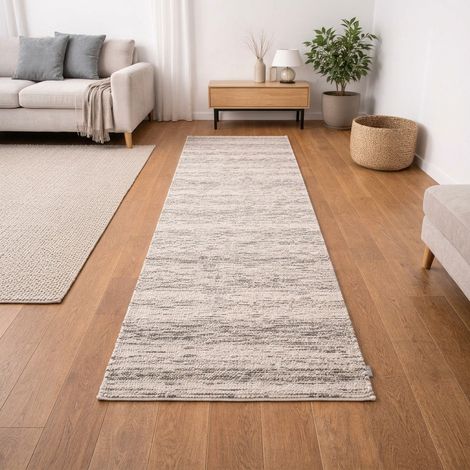 Kilim moderne Tapis Toska - Tapis en laine - 300x80cm, Rectangular - 100% Laine vierge - Tissé main - Naturel