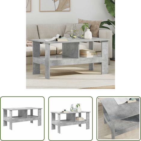Salon - Table basse Gris béton 90 x 50 x 45 cm Bois d'ingénierie (1/5)
