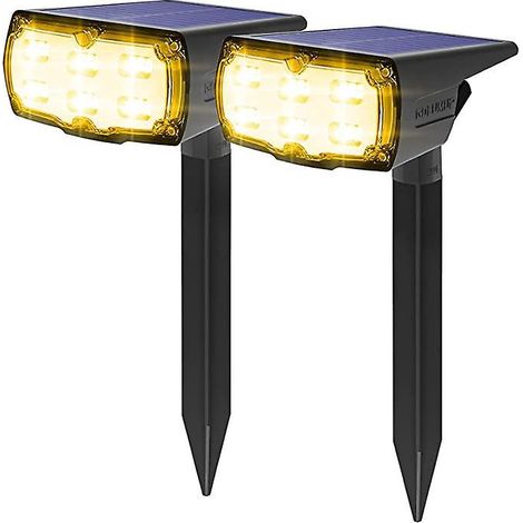50 Led - 2pcs Spot Solaire Extrieur, Lampe Solaire Etanche Ip67, Projecteur Solaire Exterieur 860lm Avec 2 Modes D'clairage Pour Jardin, Cour, Al (1/5)