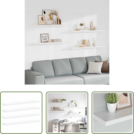 Wandregal - Schweberegale 4 Stk. Weiß 120x23,5x3,8 cm MDF (1/5)